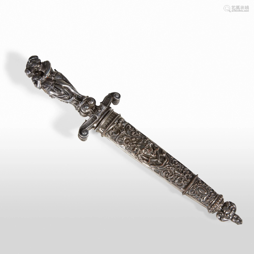 Victorian silverplated Renaissance style dagger,