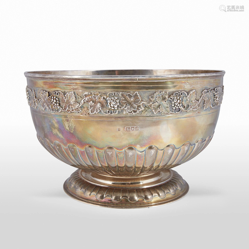 An English sterling silver punch bowl, John & …