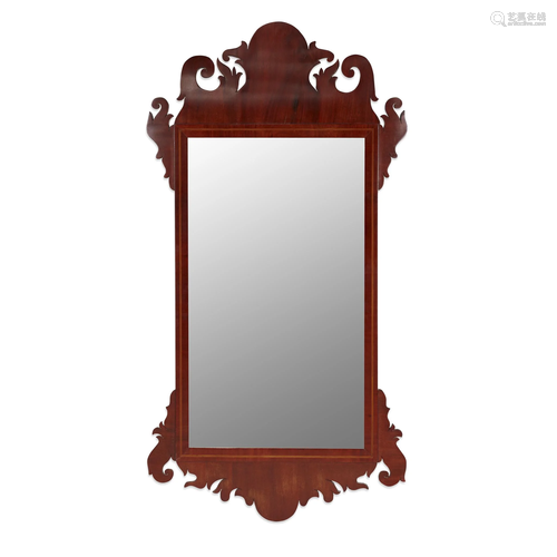 Chippendale inlaid mahogany looking glass, …