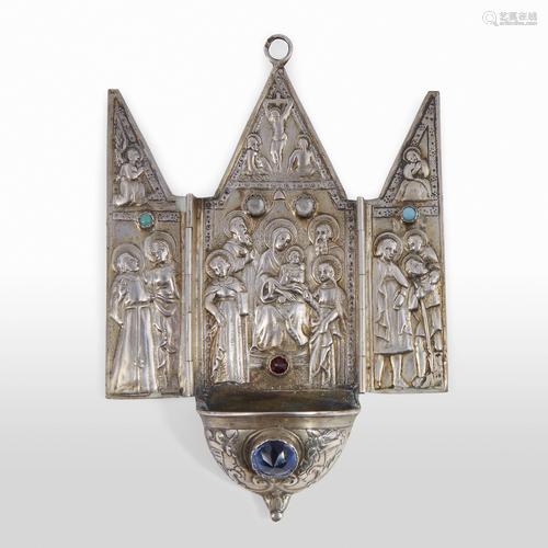 An .800 silver holy water well, 19th/20th ce…