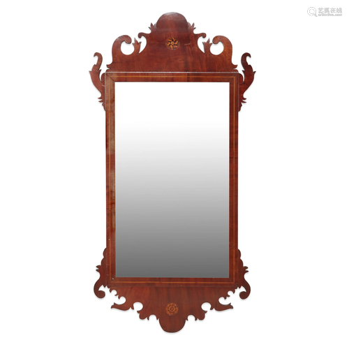 Chippendale inlaid mahogany looking glass, …