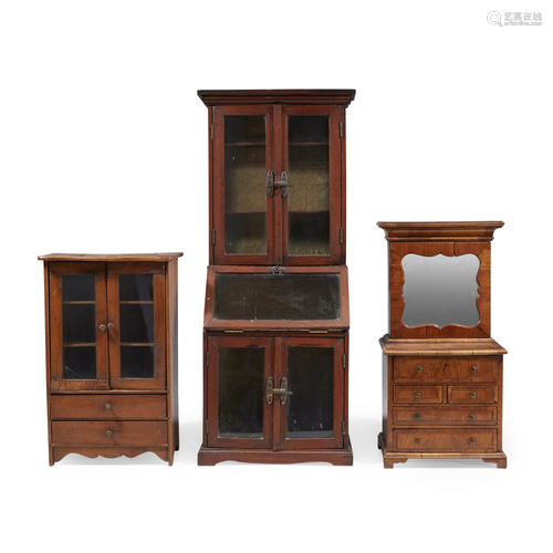 Group of three miniature furniture items, …