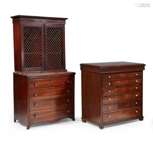 Two miniature mahogany furniture items,