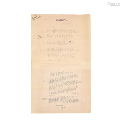 Wodehouse, P.G., Photocopy of a letter to H…