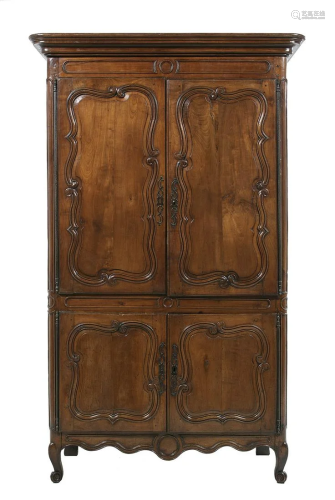 Impressive French Provincial Fruitwood Armoire