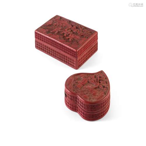 TWO CINNABAR LACQUER BOXES                         QING DYNASTY, 19TH CENTURY