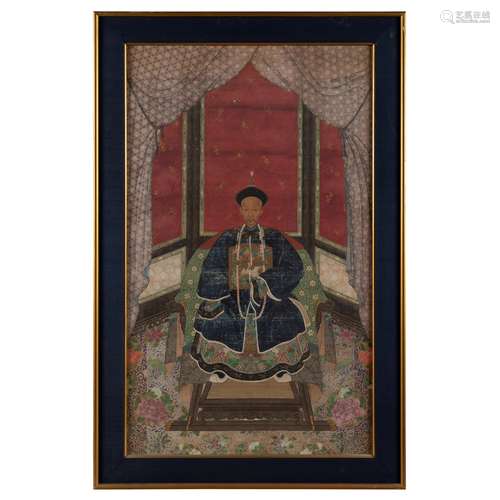 TWO ANCESTOR PAINTINGS                         QING DYNASTY, 19TH CENTURY