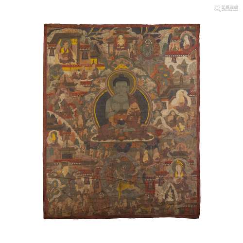 THANGKA DEPICTING BHAISAJYAGURU                         QING DYNASTY, 18TH-19TH CENTURY