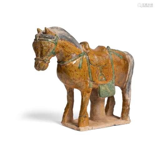 SANCAI-GLAZED POTTERY HORSE                         MING DYNASTY OR LATER