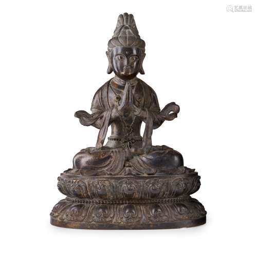 BRONZE FIGURE OF SEATED GUANYIN                         QING DYNASTY, 18TH-19TH CENTURY
