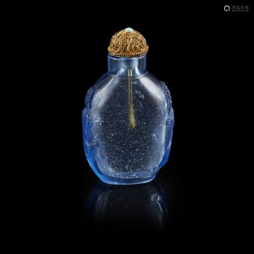 SAPPHIRE GLASS SNUFF BOTTLE                         QING DYNASTY, 19TH CENTURY