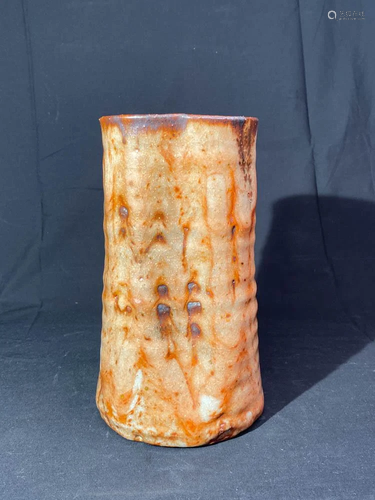 Japanese Studio Pottery Vase with Impfress…