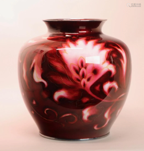 Japanese Pigeon Blood Cloisonne Vase