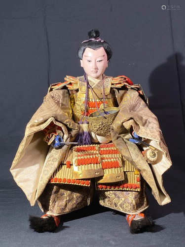 Japanese Meiji Period Lacquer Samurai Doll