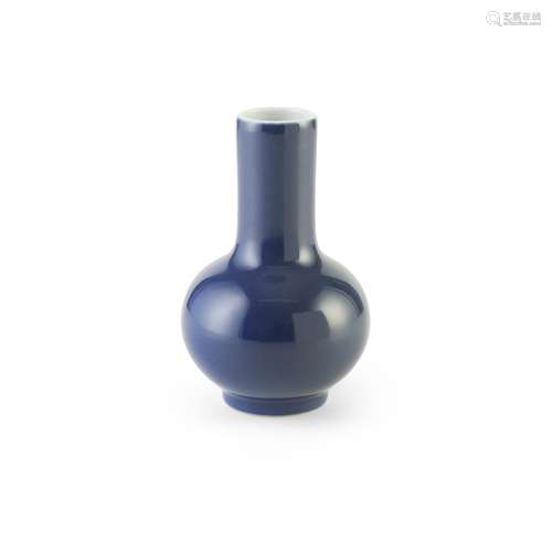 SMALL BLUE-GLAZED BOTTLE VASE