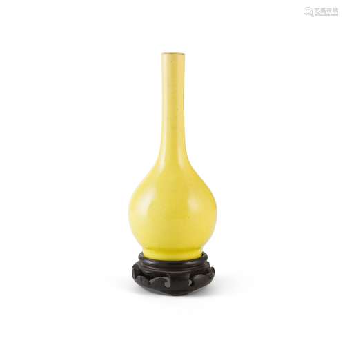 LEMON-YELLOW-GLAZED BOTTLE VASE