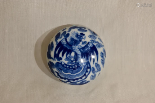 Chinese Blue White Porcelain Seal Paste Box - …