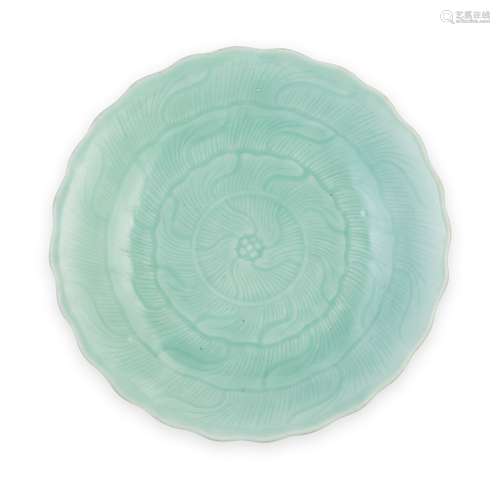 PALE-CELADON-GLAZED 'FLOWER' PLATE