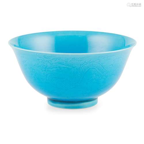 TURQUOISE-GLAZED 'DRAGON' BOWL