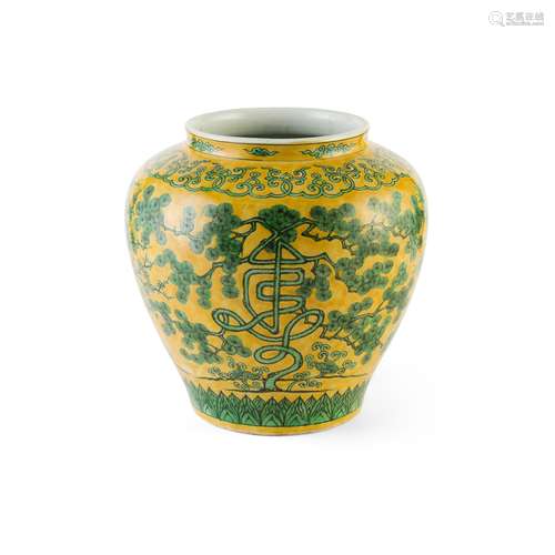 GREEN-GLAZED YELLOW-GROUND JAR