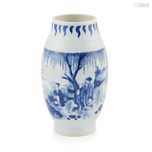 BLUE AND WHITE BALUSTER VASE