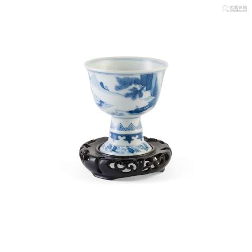 SMALL BLUE AND WHITE STEM CUP