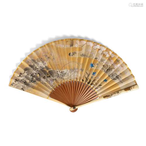 Y JAPANESE PAPER AND IVORY FAN