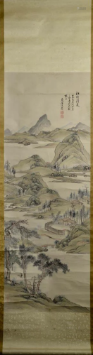 Japanese Water Color Scroll Painting - Land…