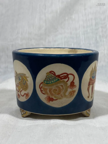 Japanese Goshu Blue Satsuma Censer