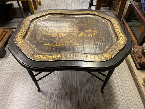 Chinese Export Lacquer Tray on Stand