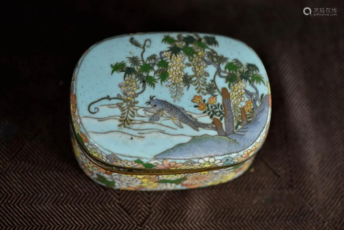 Japanese Cloisonne Box - Koi and Wisteria