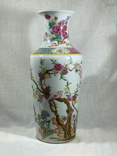 Chinese Famillr Rose Porcelain Blauster Vase - Bi…