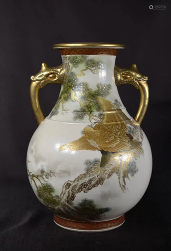 Japanese Satsuma Vase - Hawk