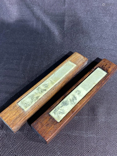 Pair Chinese Hardwood and Bone Pape…