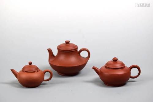 Three Chinese Yixin Teapots