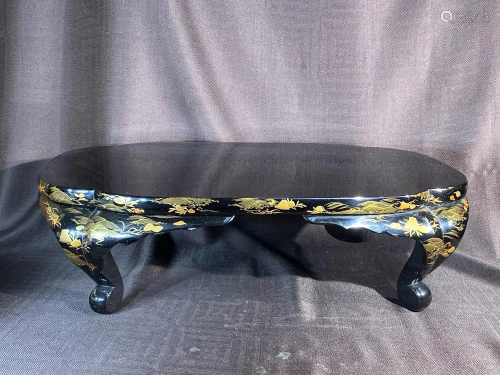Japanese Lacquer Stand with Shell Decoration