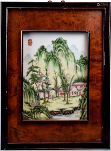 Chinese Porcelain Plaque with Landscape Sc…