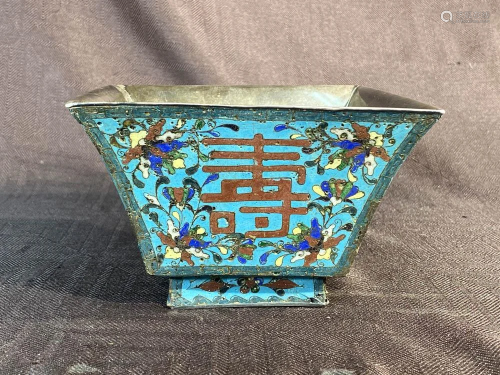 Chinese Cloisonne Bowl with Silver Liner