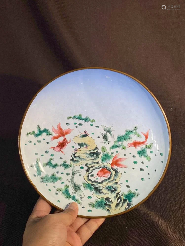 Chinese Canton Enamle Dish with Goldfish