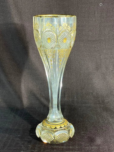 Moser Art Glass Vase - Etched Design
