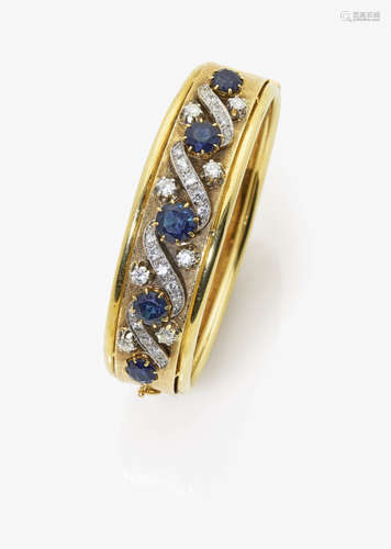 A Sapphire and Diamond Bangle