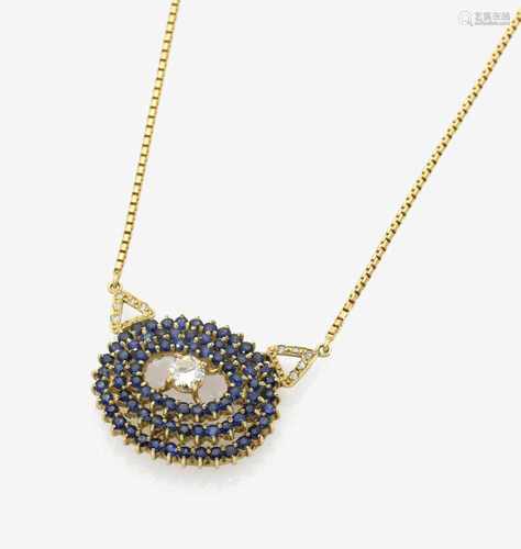 A Diamond and Sapphire Necklace