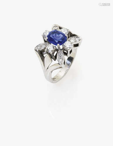 A Tanzanite and Diamond Ring