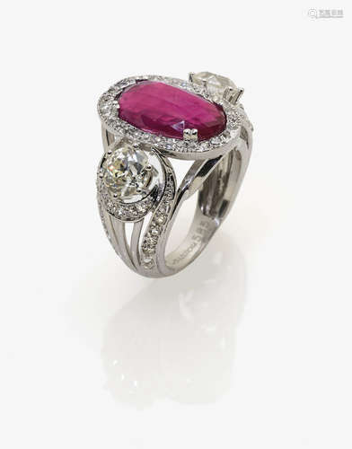 A Diamond and Ruby Ring