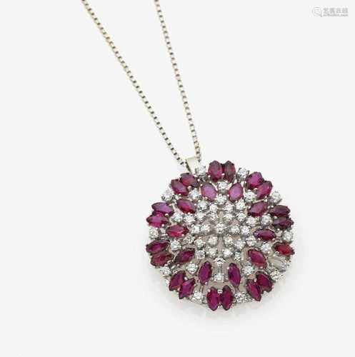 A Diamond and Ruby Pendant