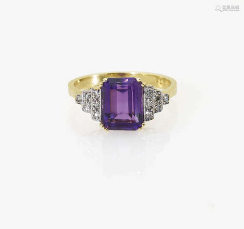 An Amethyst and Diamond Ring