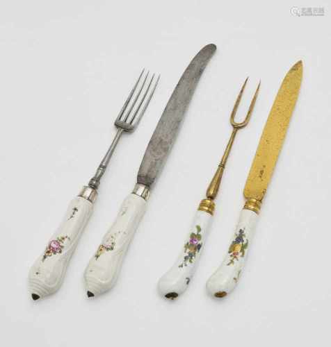 Two cutlery sets consisting of a knife and fork