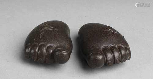 A Pair of Zisha Feet Shaped Ornament