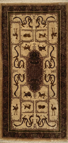 A Framed Hand Made Silk Carpet Display