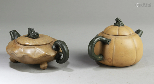 A Group of Two Chinese Zisha Teapot